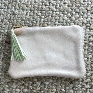 Parker & Hyde Mini Hyde Clutch in Ivory with Mint Tassel NEW